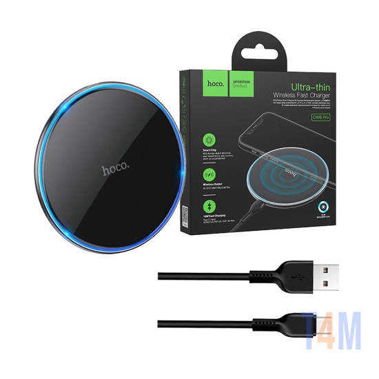 Hoco Ultra-thin Wireless Fast Charger CW6 Pro Easy 15W Black